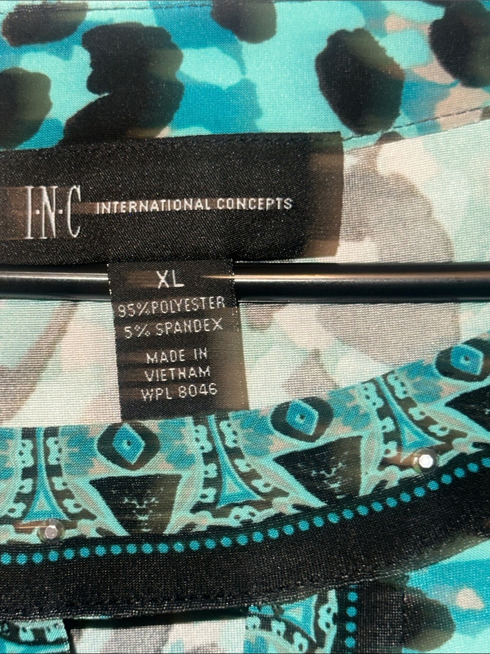 INC International Concepts Turquoise Black Leopard Print Tunic - Picture 7 of 10
